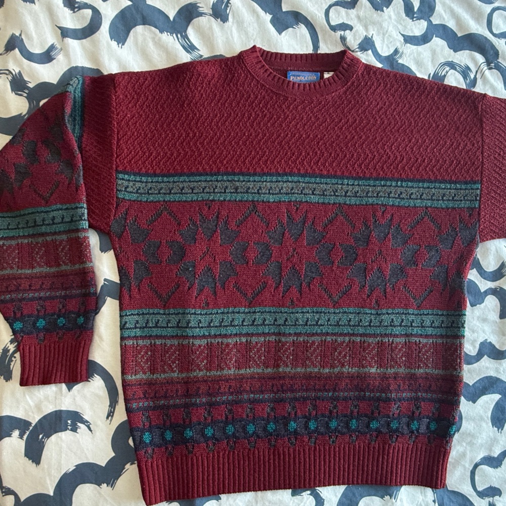Vintage Perfect Condition Pendleton Deep Red Knit… - image 7